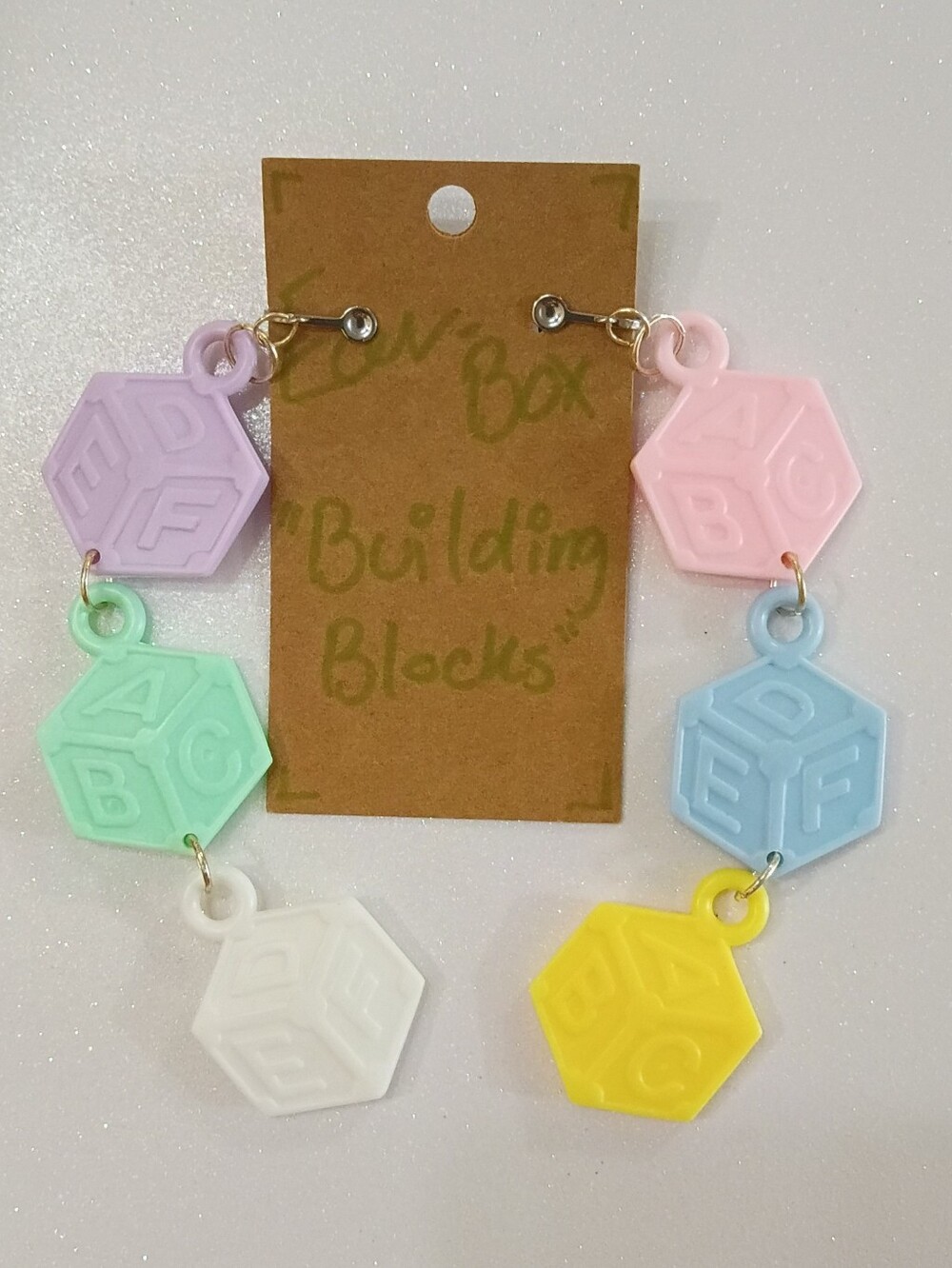 "Building Blocks" Building Blocks Dangle Earrings In Pastel Multicolor